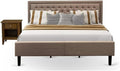East West Furniture KD16K-1GA08 2 Piece King Bed Set - 1 Wooden Bed Frame Brown Linen Fabric Padded and Button Tufted Headboard with 1 Wood Nightstand - Antique Walnut Finish Nightstand