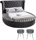 Home Square 3-Piece Set with Luxus Gray Velvet Queen Bed & 2 Bali Nightstands