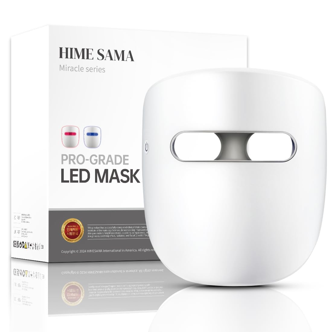 HIME SAMA LED Face Mask, 8 Color LED Mask for Face Skin Care, FSA,HSA Eligible, Red Light Mask for Face, Infrared, Red & Blue Light Mask, Wrinkle Reduction, Wireless. (Miracle ACE RB-081)