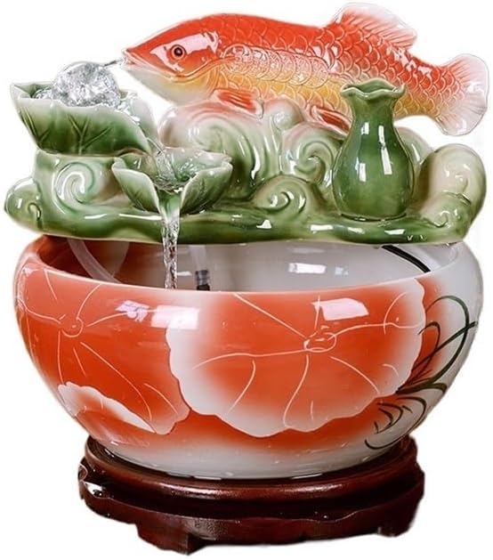 Tabletop Fountain Chinese-Style Desktop Fountains Circulating Water Feature for Meditation Relaxation(Large)