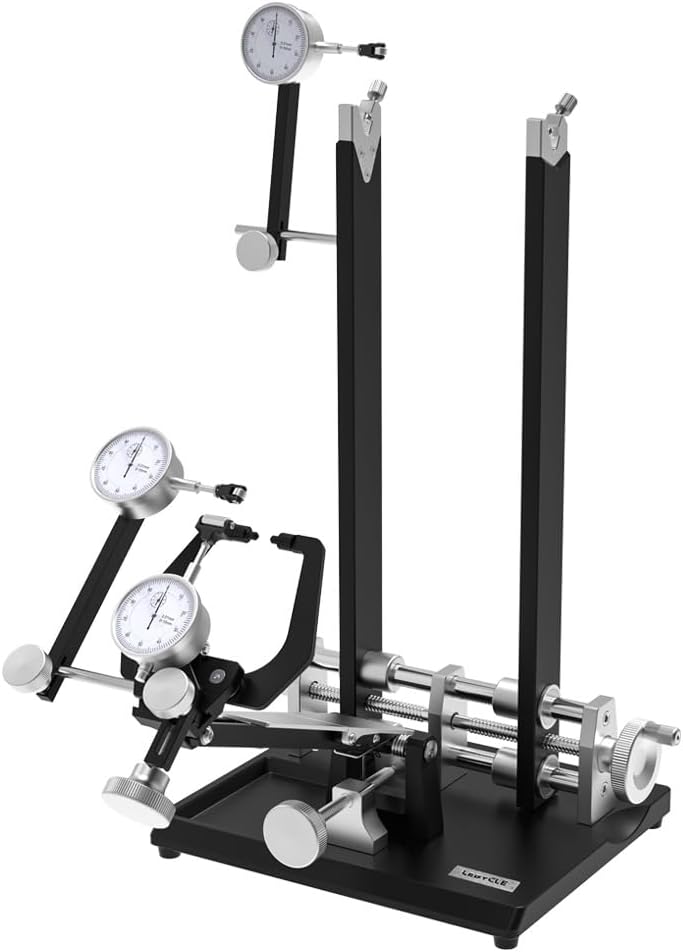 Wheel Truing Stand with Precision Dial Indicators Bike Repair Truing Bearing Stand with Tool Holder for Wheel Alignment and Disc Rotor Check