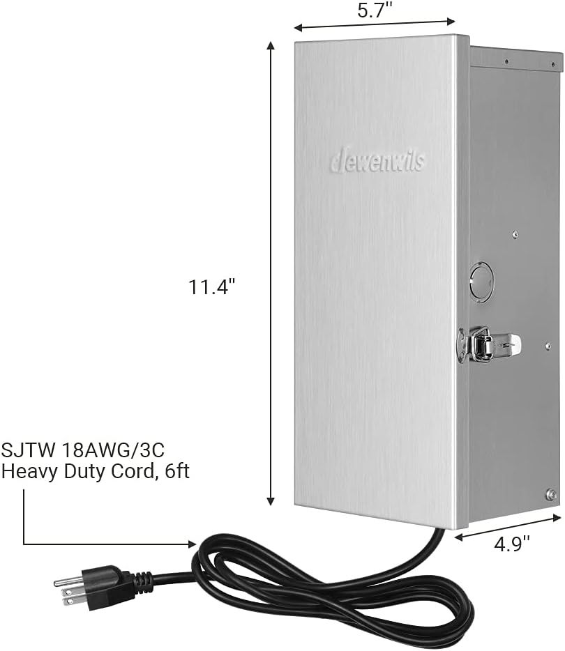 DEWENWILS 200W Multi-Tap Low Voltage Landscape Transformer, 120V AC to 12V/13V/14V/15V AC,Low Voltage Transformer for Landscape Lights, Outdoor Lights, Garden Lights, Stainlees Steel, ETL Listed