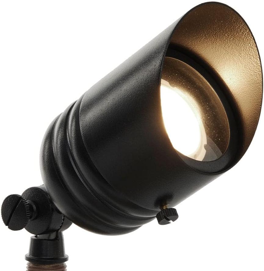 VOLT 12V Brass Fat Boy LED Outdoor Spotlight 6-Pack Kit (Black) with 150W Low Voltage Transformer for Landscape Lighting of Yard, Lawn, Garden, Patio, Trees & House