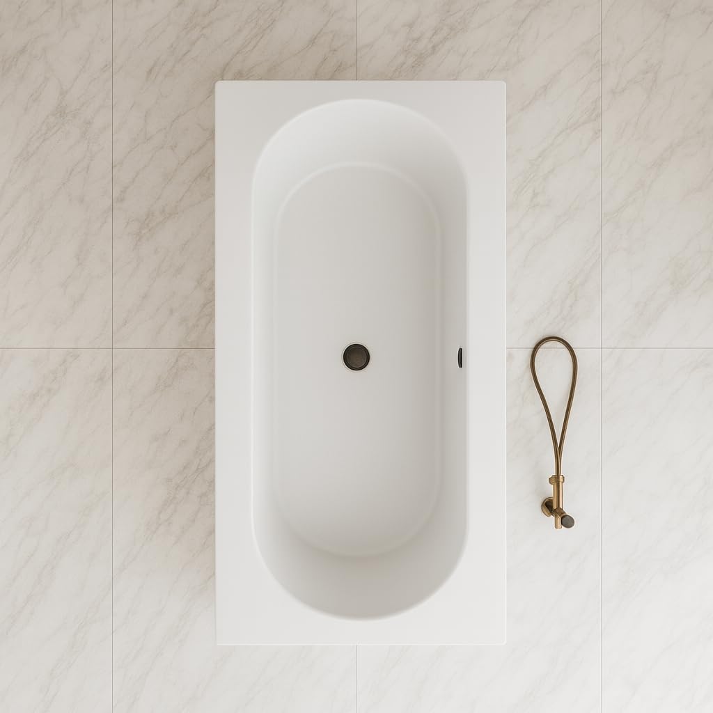 Carver Tubs - Aphrodite 67' - Modern White Rectangle Freestanding Soaking Bathtub w/Oil Rubbed Bronze Drain, Modern Oval Interior Acrylic Fiberglass Tub, Deep Relaxing Soak, 67'L x 31.5'W x 23'H