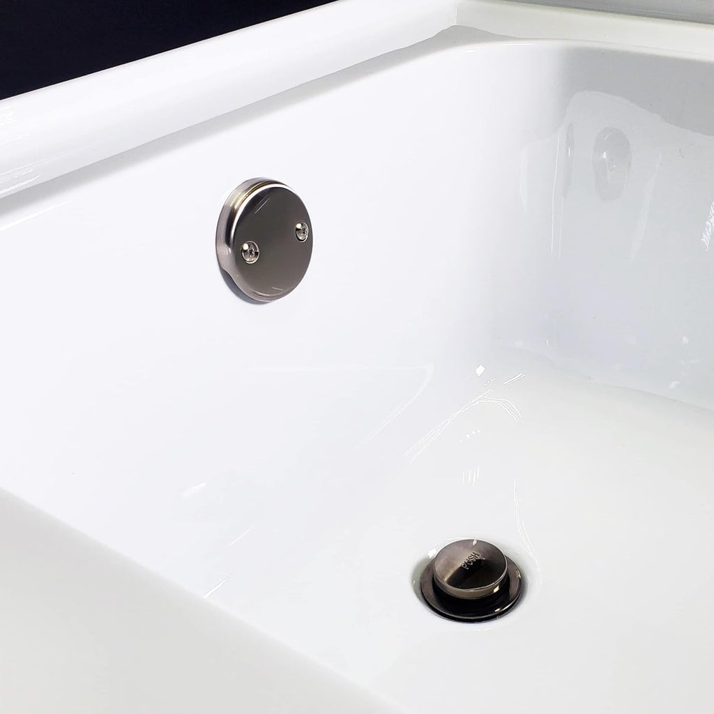 Westbrass A326-07 22-1/2' Brass Bath Waste & Overflow Assembly with Tip-Toe Drain Plug and 2-Hole Faceplate, Satin Nickel