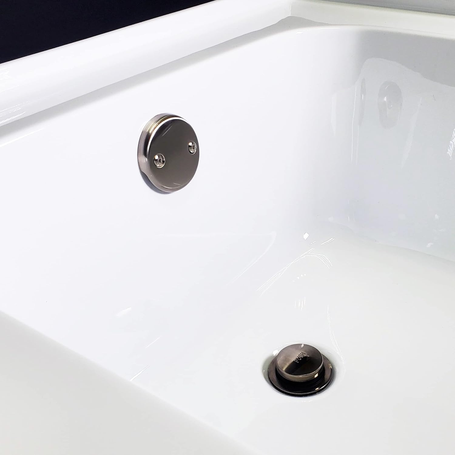 Westbrass A326-07 22-1/2' Brass Bath Waste & Overflow Assembly with Tip-Toe Drain Plug and 2-Hole Faceplate, Satin Nickel