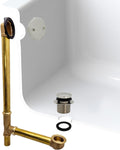 Westbrass A326-05 22-1/2' Brass Bath Waste & Overflow Assembly with Tip-Toe Drain Plug and 2-Hole Faceplate, Polished Nickel