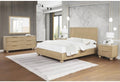 5 Piece Modern Wooden Eastern King Size Bedroom Furniture Set, Fluted Panels Design, Rounded Legs, Light Oak Wood Bedroom Set