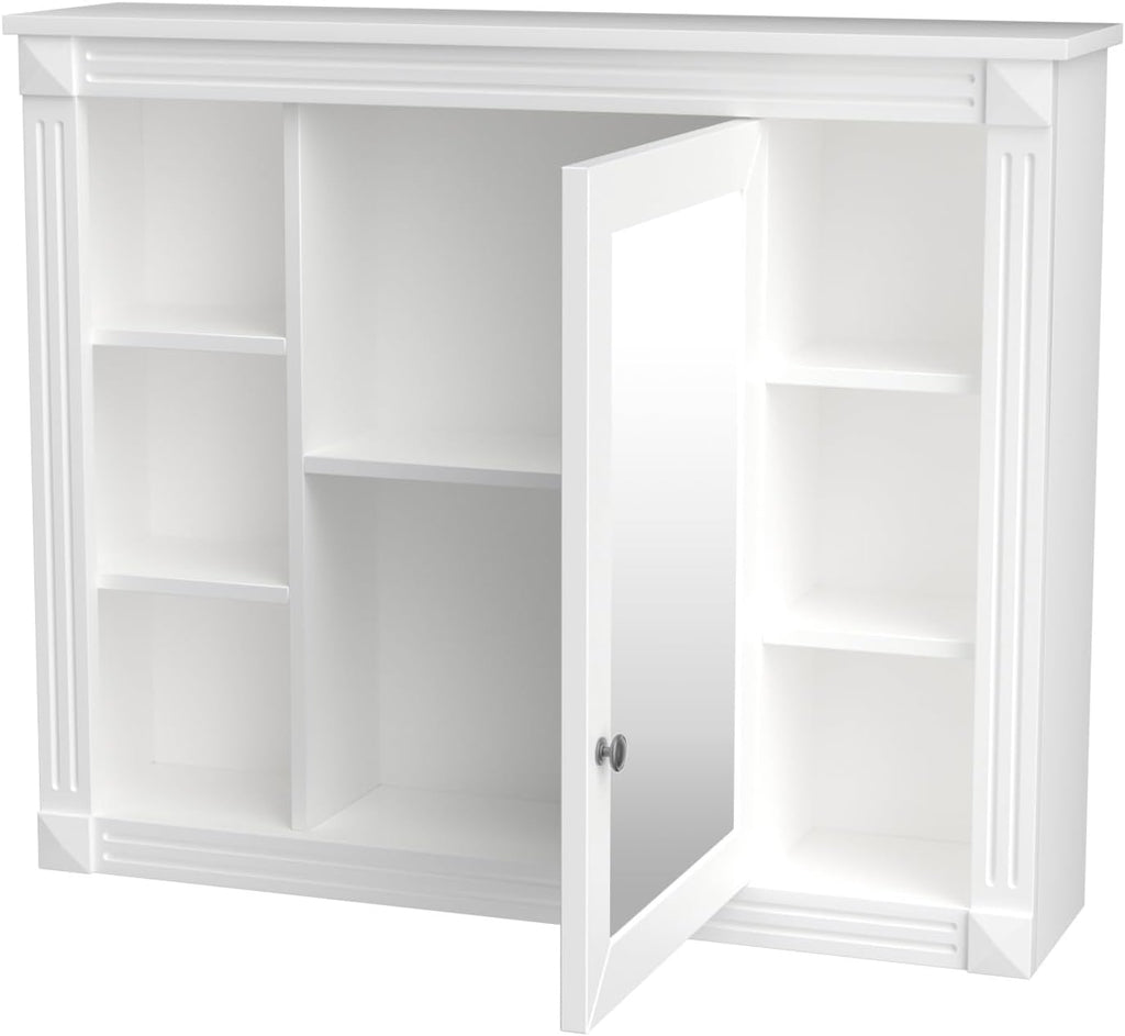 Merax Medicine Cabinet with Mirror, Wall Mount Bathroom Cabinet 35' x 28' Over Toilet Storage Cabinet Organizer with Door and Open Shelves, Mirrored Bathroom Wall Cabinet