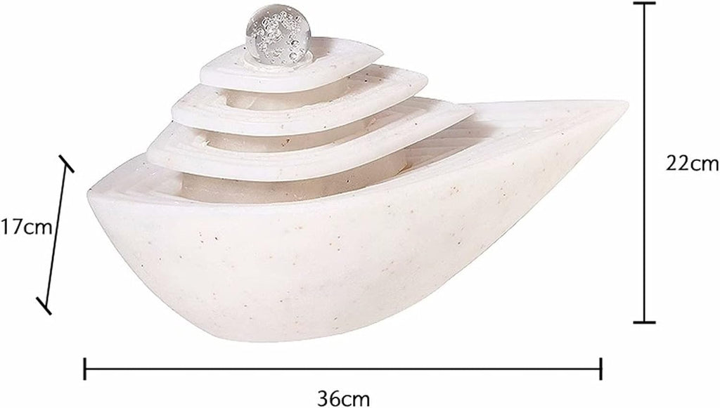 Tabletop Water Fountain Indoor Tabletop Water Fountain with LED Lights Rolling Ball Relaxation Tabletop Fountain Zen Cascading Feng Shui Waterfall Home Decor Table Centerpiece, Small Desktop Size, Whi
