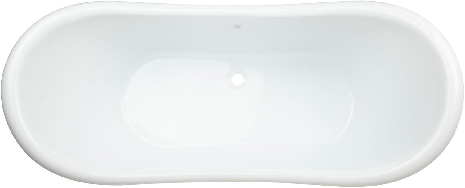 Signature Hardware 946174-69-RR-ND Rosalind 69' Acrylic Soaking Clawfoot Tub with Pre-Drilled Overflow Hole, Imperial Feet, and Rolled Rim - Less Drain - White/Chrome
