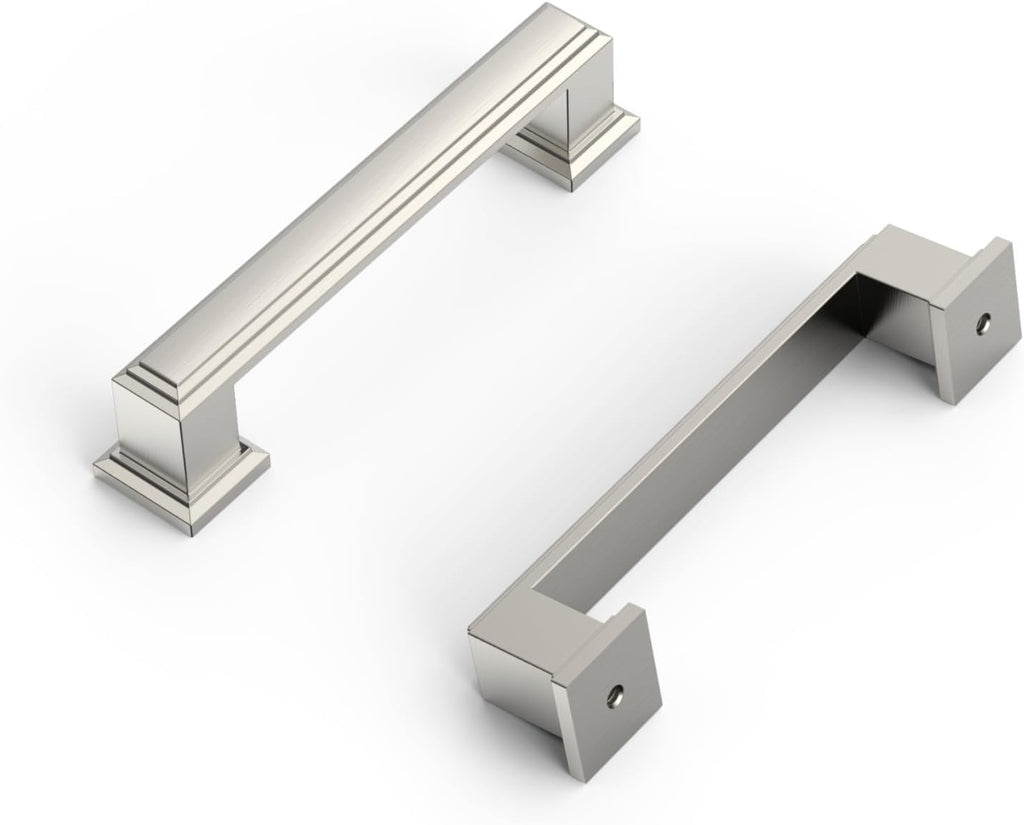 3-3/4 Inch Brushed Satin Nickel Cabinet Pulls 5 Inch(128mm) Hole Center Cabinet Hardware Kitchen Cabinet Handles for Bathroom Drawer Dresser Pulls 30 Pack