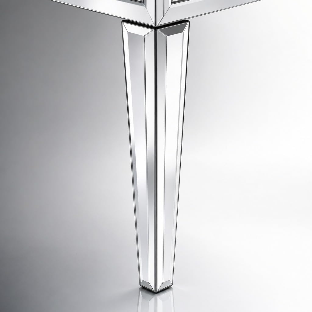 Vanity Stool with Storage – Mirrored Legs, Velvet Cushioned Ottoman, Hidden Compartment, Sparkling Diamond Trim, Glam Makeup Chair & Piano Bench - Silver & Yellow