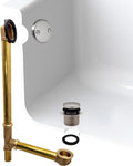 Westbrass A326-07 22-1/2' Brass Bath Waste & Overflow Assembly with Tip-Toe Drain Plug and 2-Hole Faceplate, Satin Nickel