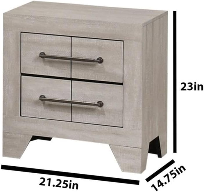 Best Quality Furniture 5 Piece Bedroom Set in Rustic Gray Oak Wood in King