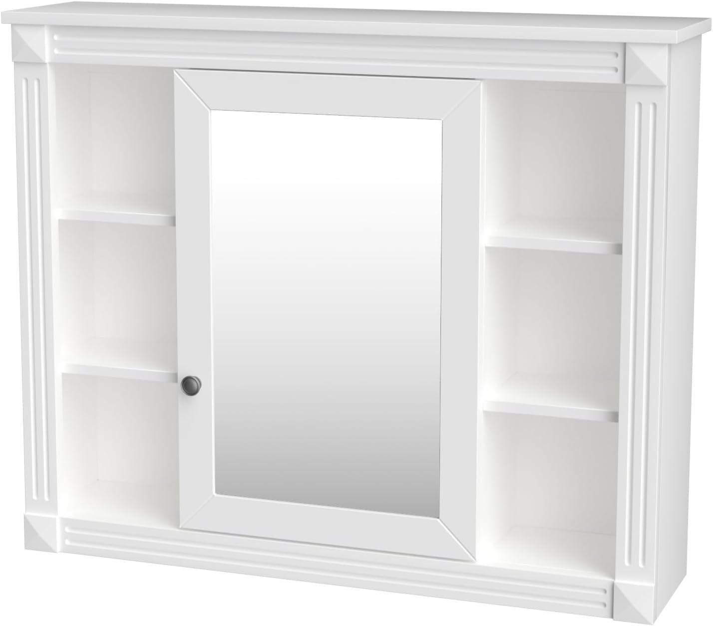 Merax Medicine Cabinet with Mirror, Wall Mount Bathroom Cabinet 35' x 28' Over Toilet Storage Cabinet Organizer with Door and Open Shelves, Mirrored Bathroom Wall Cabinet