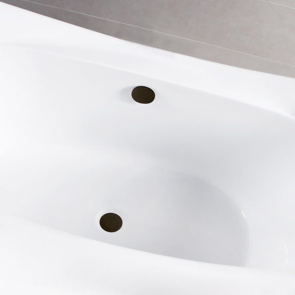 Kingston Brass VTSQ663422M5 66' Acrylic Rectangular Double Ended Freestanding Tub with Overflow/Drain Assembly, Glossy White/Oil Rubbed Bronze