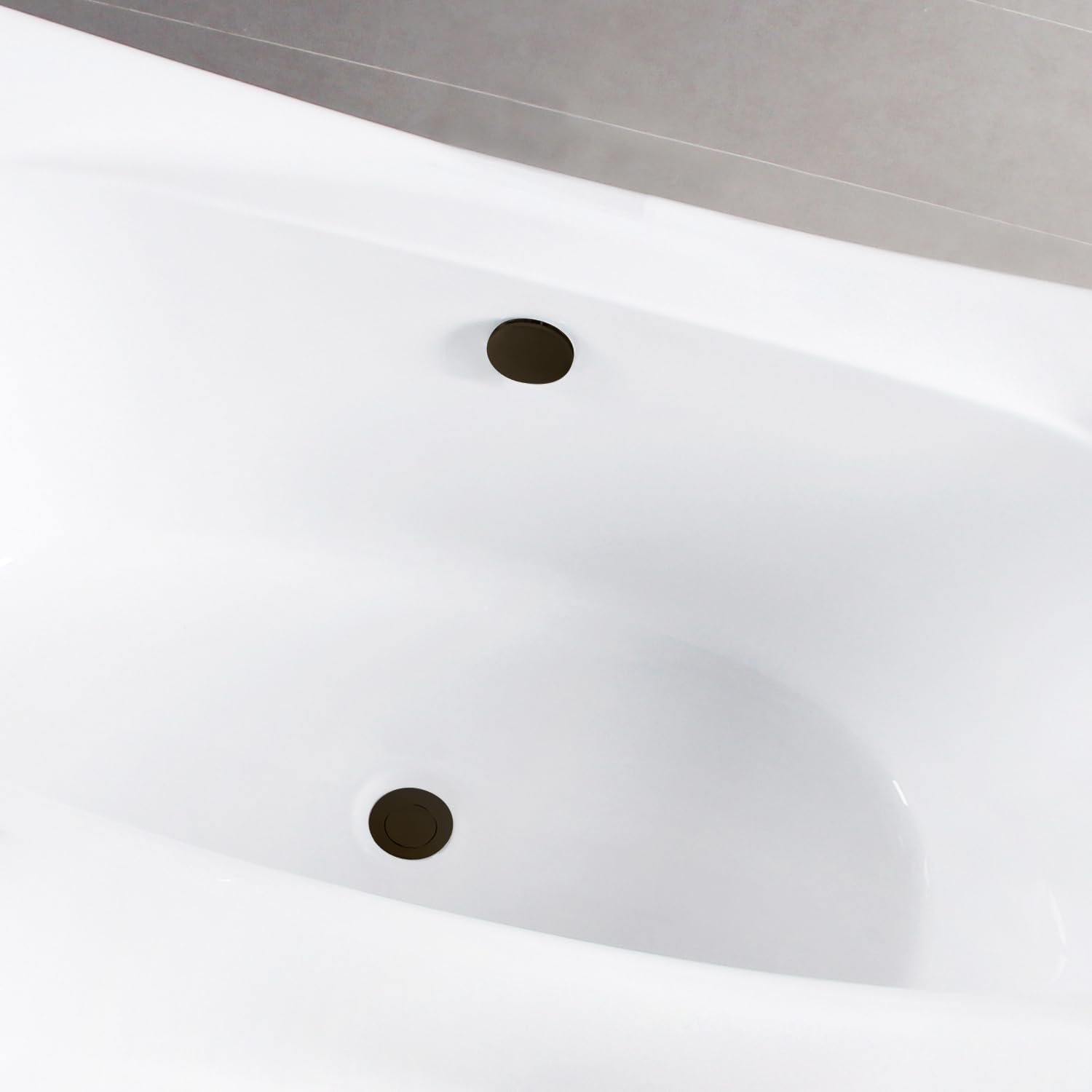 Kingston Brass VTSQ663422M5 66' Acrylic Rectangular Double Ended Freestanding Tub with Overflow/Drain Assembly, Glossy White/Oil Rubbed Bronze