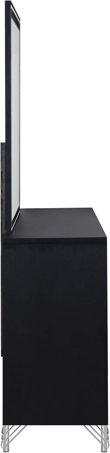 New Classic Furniture Ava 5-Piece Wood King Bedroom Set with 2 Nightstands, Ebony Black