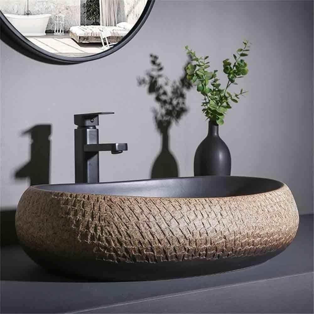 Bathroom Sinks Small Countertop Basin Spiral Washbasin Household Bathroom with Accessories Console Sinks(