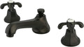 Kingston Brass KS4465TX+ French Country Widespread Lavatory Faucet with Brass Pop-Up Drain, Oil Rubbed Bronze Finish
