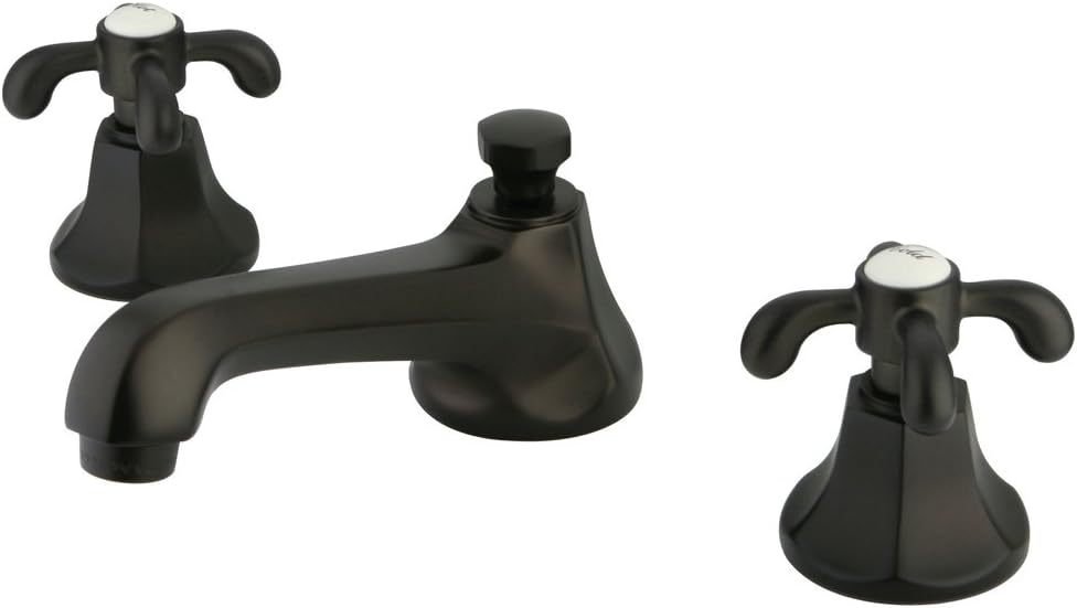 Kingston Brass KS4465TX+ French Country Widespread Lavatory Faucet with Brass Pop-Up Drain, Oil Rubbed Bronze Finish