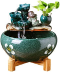 Indoor Waterfall Fountain Ceramic Fish Tank Circulating Water Flow Ornament Indoor Tabletop Fountain,XL