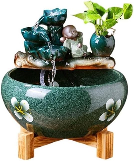 Indoor Waterfall Fountain Ceramic Fish Tank Circulating Water Flow Ornament Indoor Tabletop Fountain,XL
