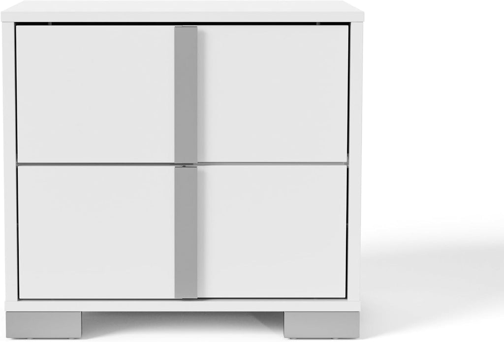 Furniture of America Alistair Modern Wood 5-Piece Bedroom Collection with Bed Frame, 2-Drawer Nightstands and 6-Drawer Dresser with Mirror, Box Spring Required,White, Queen