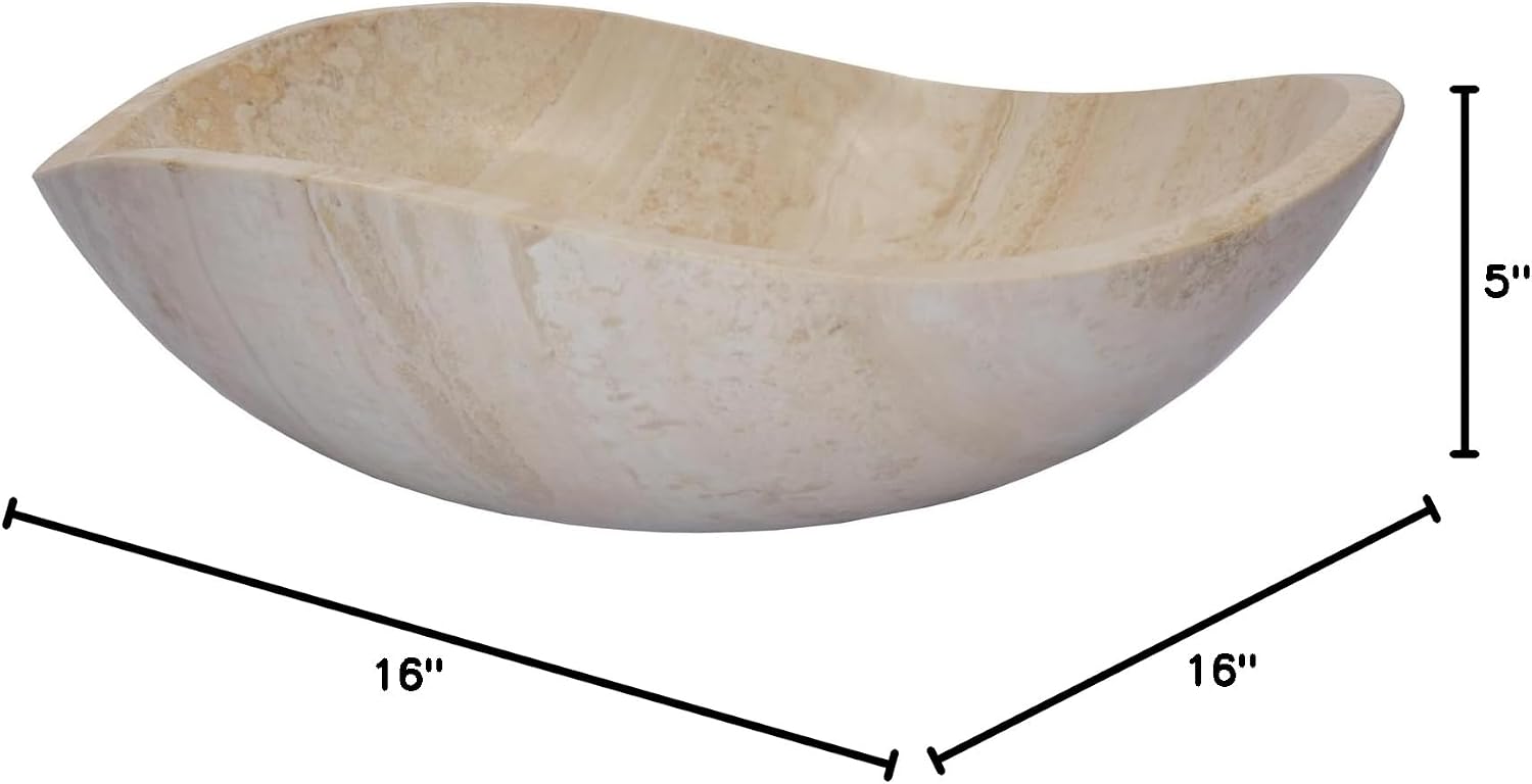 Eden Bath Round Freeform Vessel Sink, Honed Beige Travertine - Stylish Bathroom Sink