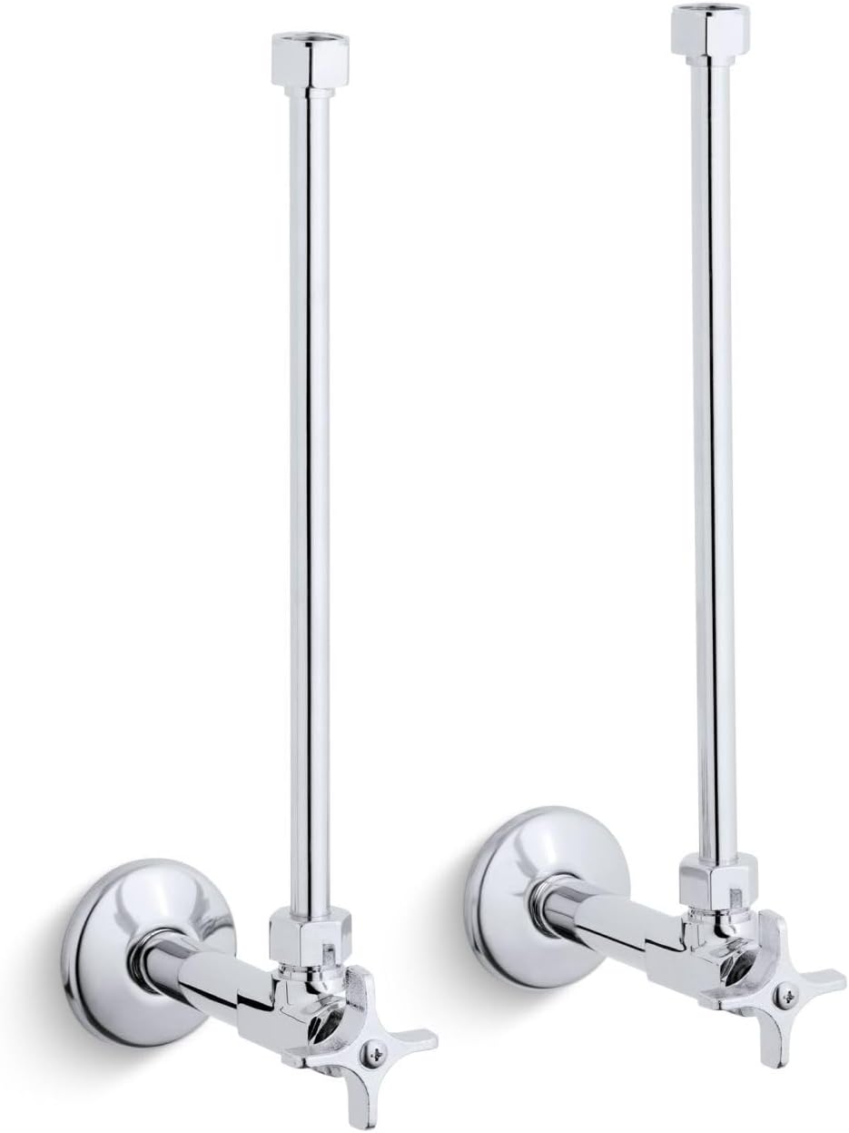 KOHLER Pair 1/2-in NPT angle supplies with stop, cross handle and annealed vertical tube
