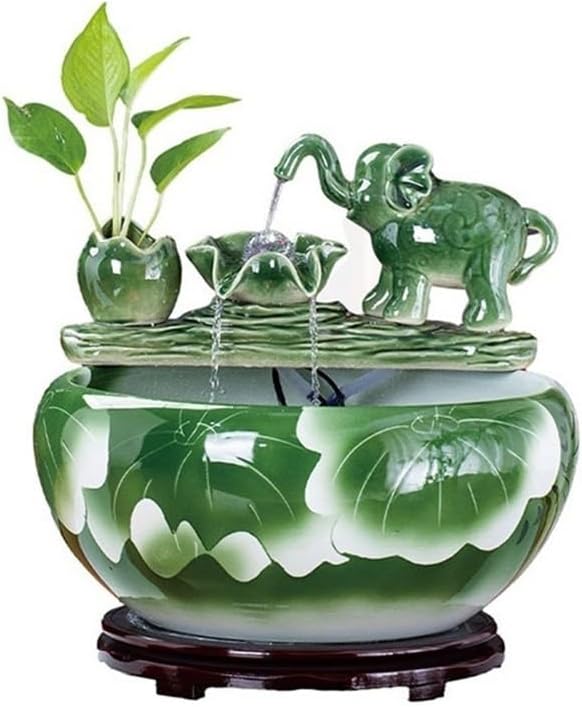 Desktop Fountain Ceramic Tabletop Fountain Automatic Flowing Fish Tank for Indoor and Home Decoration(Medium)
