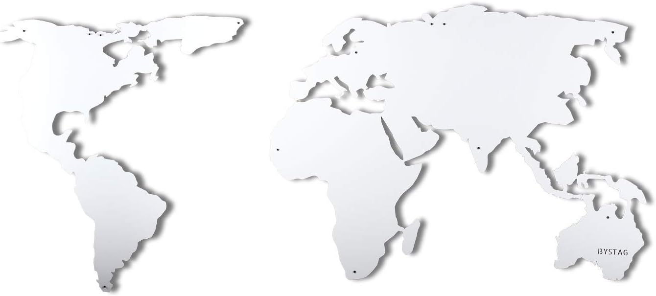 World Map Wall Art, 100% Metal World Map 2D, Sculpture, Large and Wide - Size (23.6' x 47.2') - Wall Hanging for Living Room, Bedroom, Dorm Size (23.6' x 47.2') (black) (White, (23.6' x 47.2'))