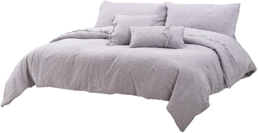 MICHAEL AMINI Grant 5-Piece King Linen Duvet Set - Charcoal