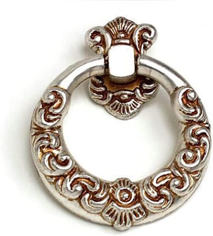 Vintage Furniture Knobs Antique Silver Shaky Drop Rings Drawer Cabinet Dresser Cupboard Door Knob Pull Handle with Screw