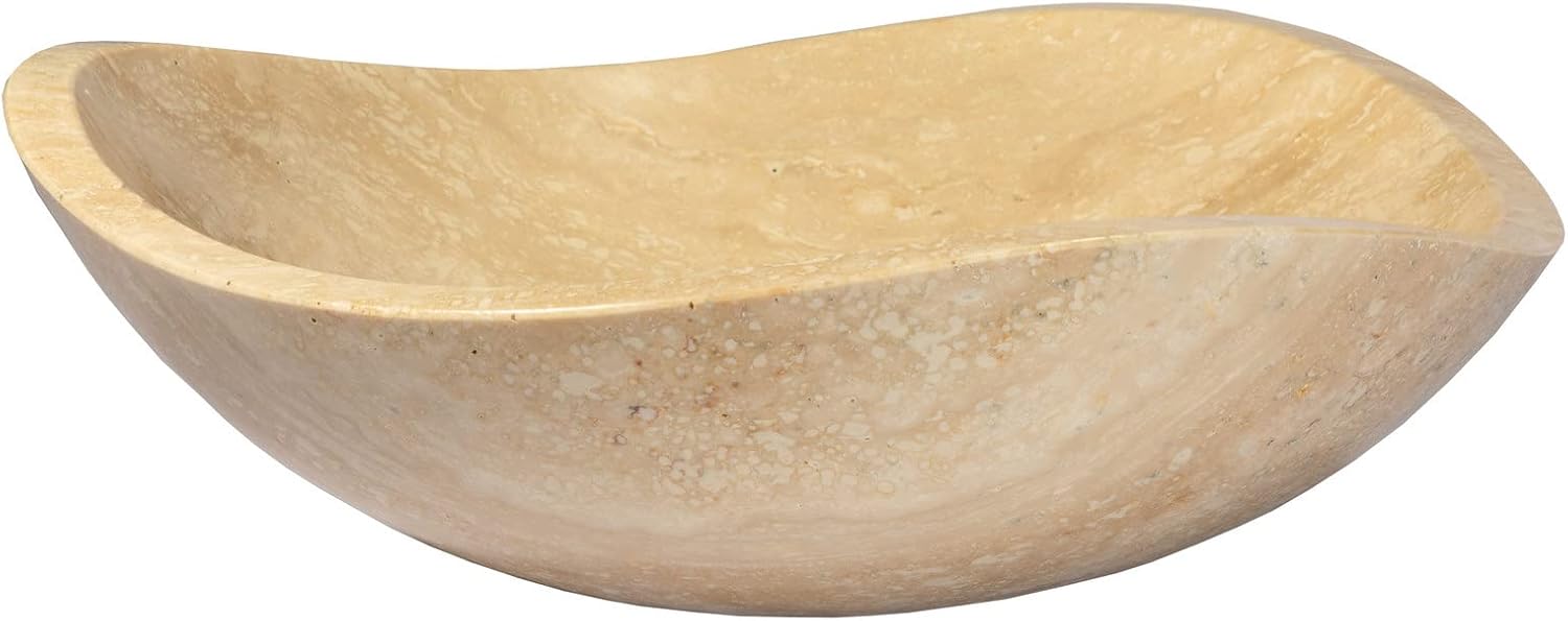 Eden Bath Round Freeform Vessel Sink, Honed Beige Travertine - Stylish Bathroom Sink