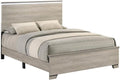 Best Quality Furniture Rustic Gray Beige Wood Queen Panel Bed Frame with LED Headboard