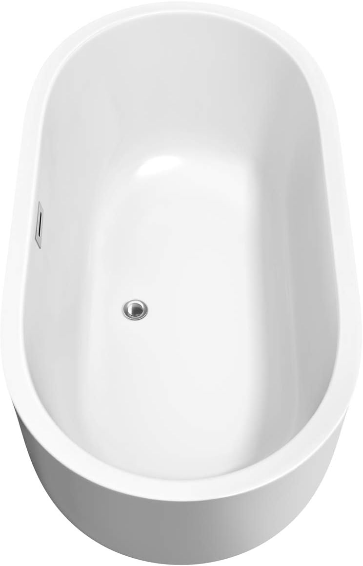 Juliette 60 inch Freestanding Bathtub in White with Polished Chrome Drain and Overflow Trim