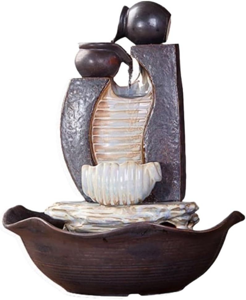 Tabletop Water Fountain Tabletop Water Fountain Home Décor Soothing Sound Machine with Automatic Pump Ceramic Water Fountain Office Relaxation Meditation Fountain