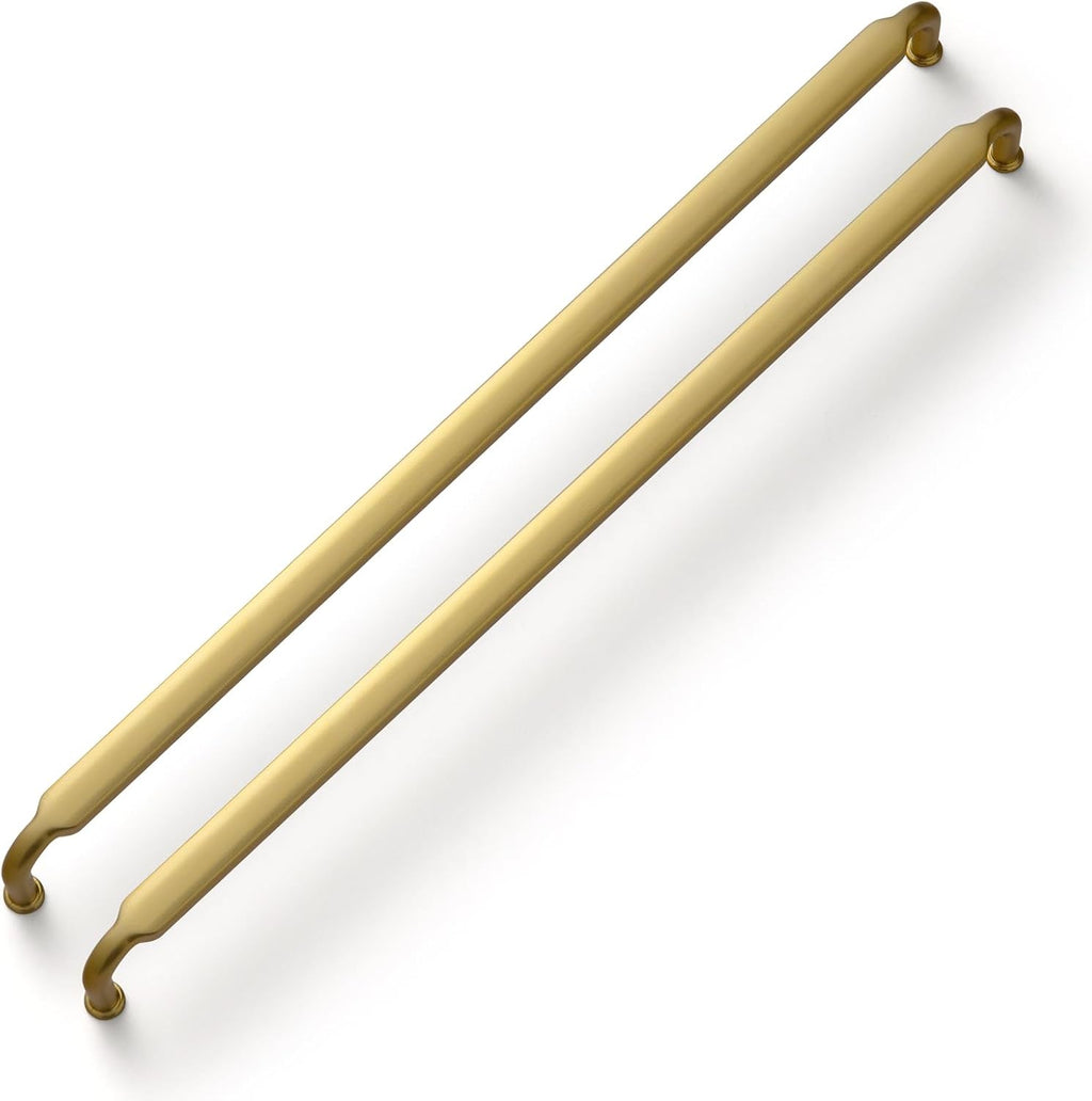 Goo-Ki Brushed Gold Drawer Handles 12-3/5 in（320mm） Hole Centers Straight Bar Pull,6-Pack Solid Cabinet Handles for Kitchen Cabinets and Dresser Drawers 2202-LSJ-320