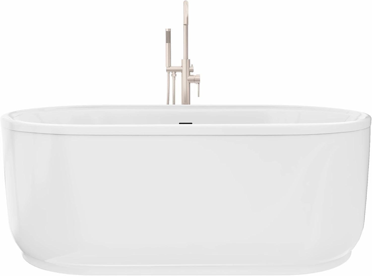 DreamLine Encore 65 3/4 inch L x 34 1/4 inch W x 23 1/8 inch H Freestanding Acrylic Bathtub with Brushed Nickel Drain