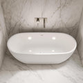 Carver Tubs - Seraphina 59'- Modern Freestanding Soaking Bathtub With Built-in LED Lights - Classic Rounded Oval Acrylic Fiberglass Chrome Drain Bath Tub - Deep Soaking - 59'L x 29'W x 23.5'H