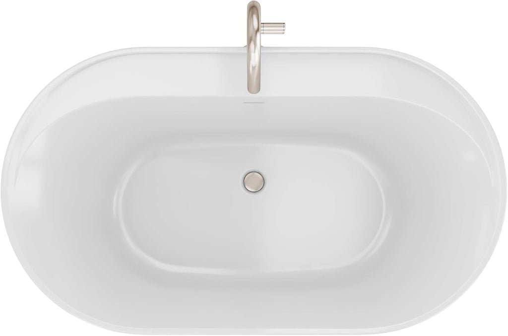 DreamLine Essence 65 3/8 inch L x 36 1/4 inch W x 23 5/8 inch H Freestanding Acrylic Bathtub with Brushed Nickel Drain