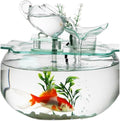 Relaxing Original Small Creative Glass Tabletop Fountain Home Aquarium with Water Flow Decor for Living Room Tv Cabinet Indoor