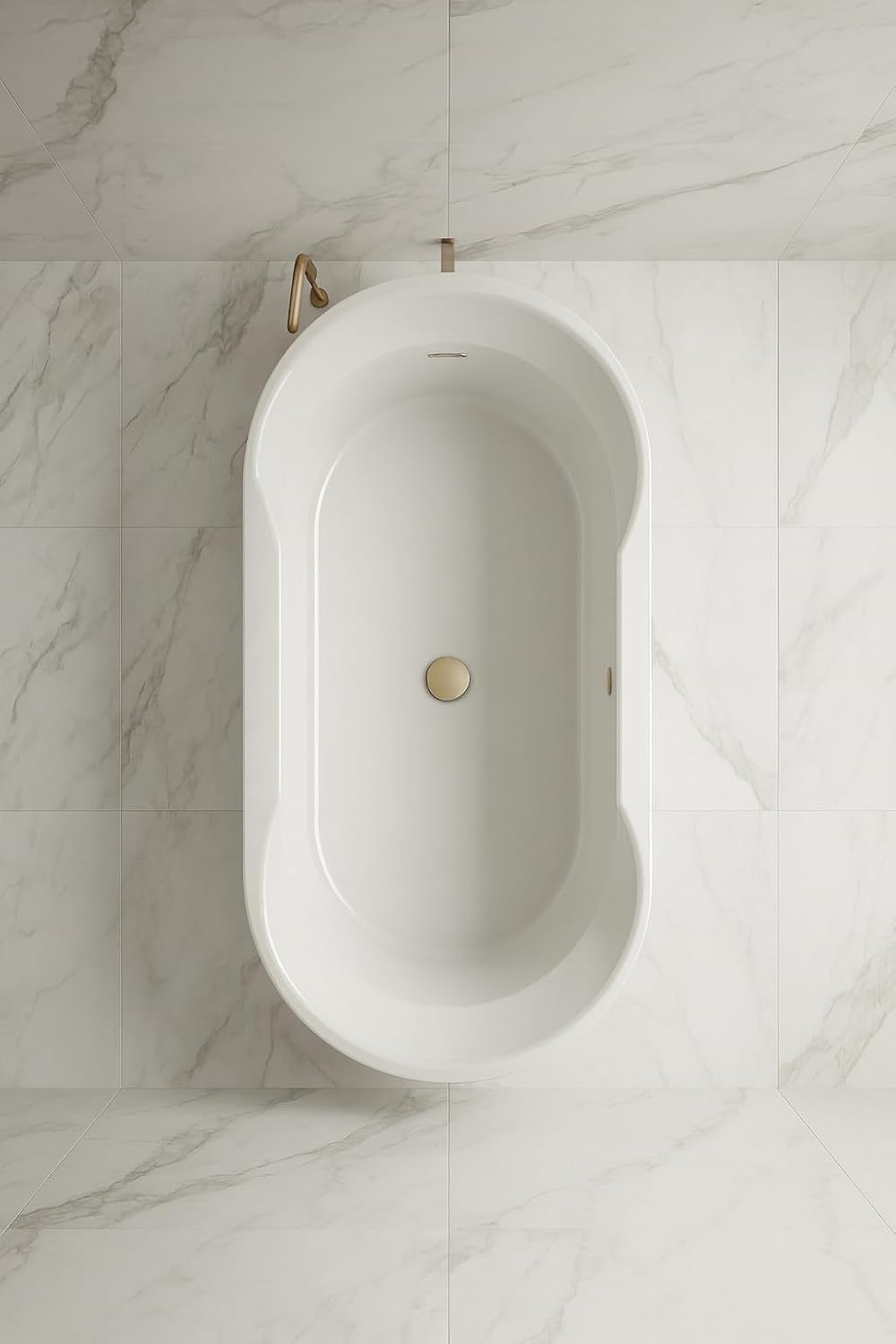 Carver Tubs - Aiden 65' - Modern White Spacious Freestanding Soaking Bathtub With Brushed Nickel Drain - White Oval shape Acrylic Fiberglass Two Person Bath Tub- 65'L x 29'W x 22'H