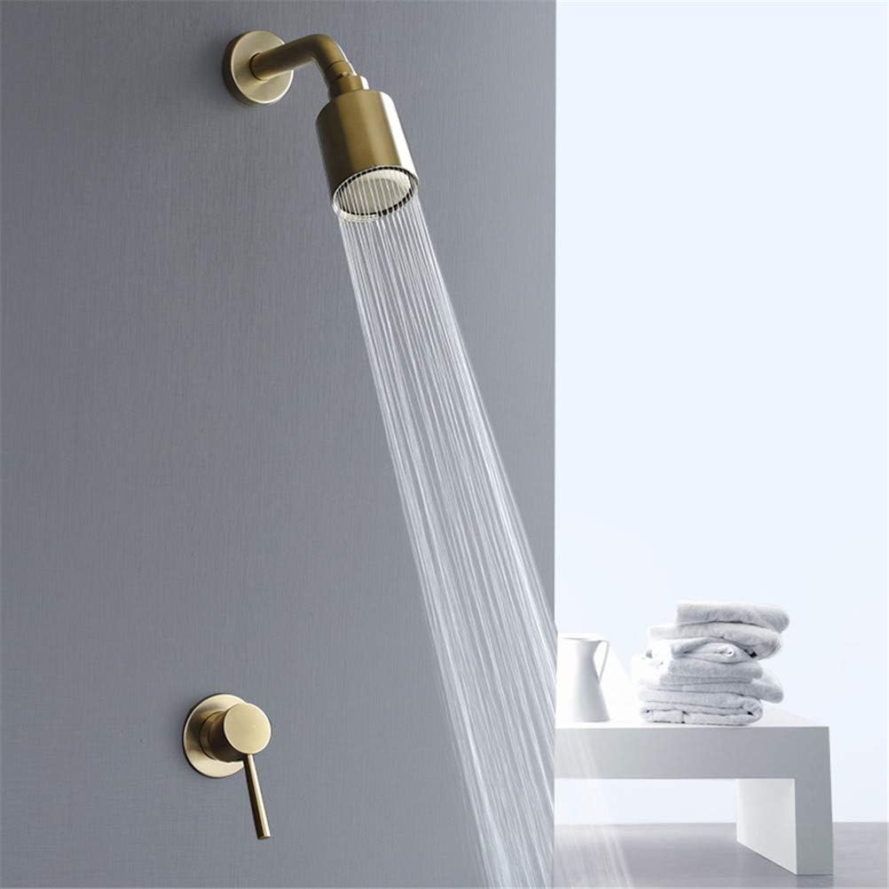 Bathroom Shower Faucet Set in-Wall Copper Brushed Gold/Black/Chrome Shower Head Concealed Shower Set Bath Spray Rainfall Shower System,Gold