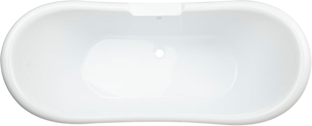Signature Hardware 946174-69-T-ND Rosalind 69' Acrylic Soaking Clawfoot Tub with Pre-Drilled Overflow Hole, Imperial Feet and Tap Deck - Less Drain - White/Chrome