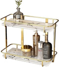 Shelves, 2-Tier Bathroom Orga Countertop, Luxury Perfume Makeup Orga, Marble Ceramic Vanity Tray Dresser with Gold Stainless Steel Frame Bathroom Accessories(White-One Size)