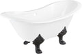Signature Hardware 915546-61-RH-ND Arabella 61' Cast Iron Soaking Clawfoot Tub with Pre-Drilled Overflow Hole and 7' Rim Holes - Less Drain - White/Black Feet