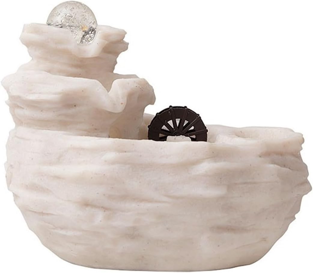 Tabletop Fountain Tabletop Water Fountain Indoor Relaxation Waterfall for Home and Office Decor(White)